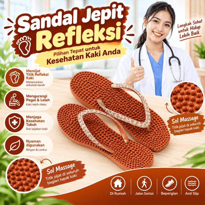 Sandal Jepit Refleksi untuk Kesehatan Kaki Wanita dengan Sol Massage dan Fitur Kesehatan Lainnya
