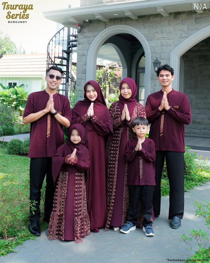 NJA SARIMBIT TSURAYA Series Gamis Mom & Girl Marbella Premium Viery Lace Two Tone Espresso Comfortab