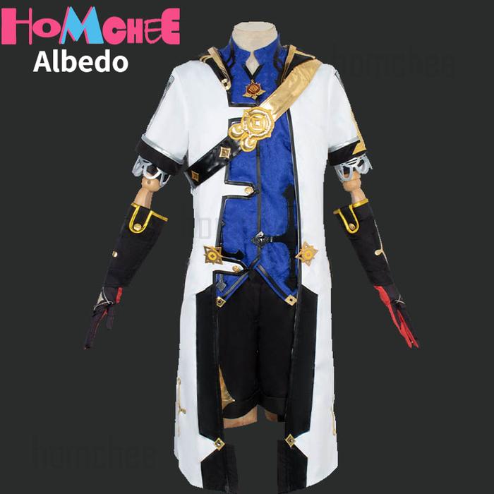 Anime Genshin Impact Albedo Cosplay Costume Wig Short Full Set Albedo