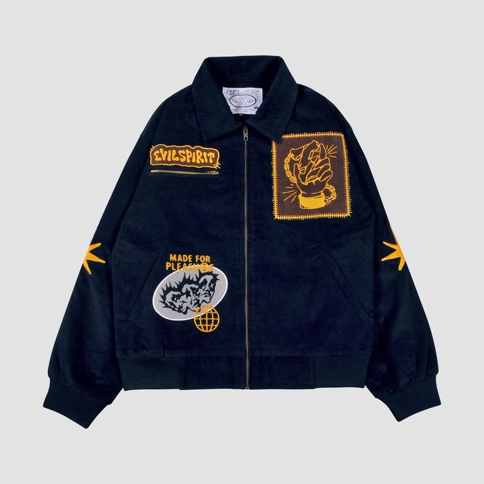 EVILSPIRIT VARSITY JACKET - EDVOKIA NAVY UNISEX