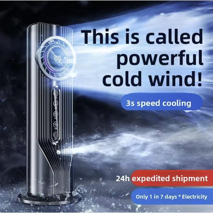 SMARTCOM AC Portable Tower Fan Kipas Angin Standing Bladeless Air Fan Cooling LED Display