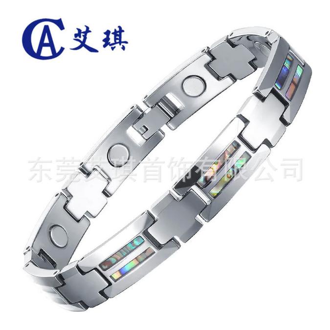 SS Gelang Pria Stainless & Tungsten Steel – Desain Korea, Energi Magnetik Germanium, Gaya Maskulin E