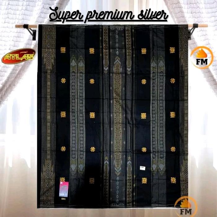 Sarung Atlas Super Premium 955 Silver Motif BHS Songket Kembang Gunungan Tumpal Fashion Muslim Bawah