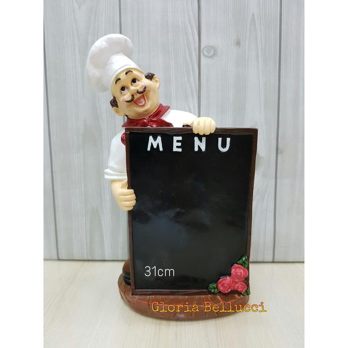 patung pajangan koki menu chef cafe roti bakery