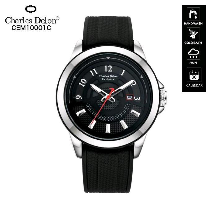 Jam Tangan Pria Charles Delon Original CD-10002 (45mm) free box dan Battre Cadangan Cod / Jam Tangan