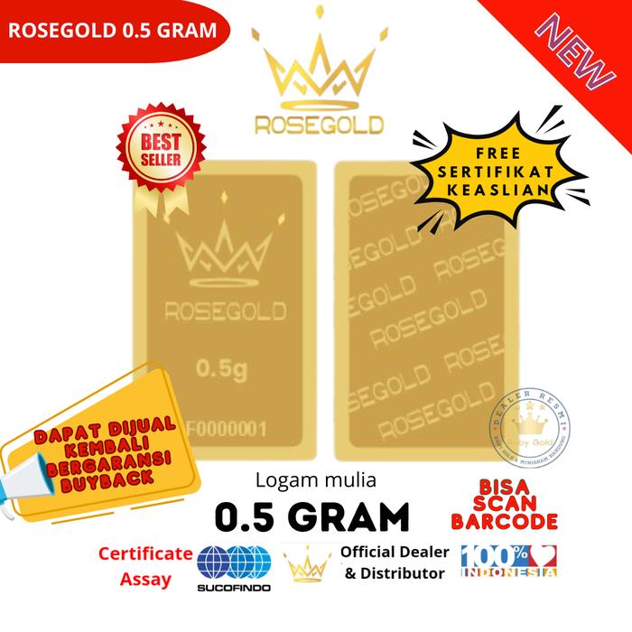 ROSE GOLD NEW PVC Emas 0.5 GRAM  EMAS MINI Bersertifikat Sucofindo