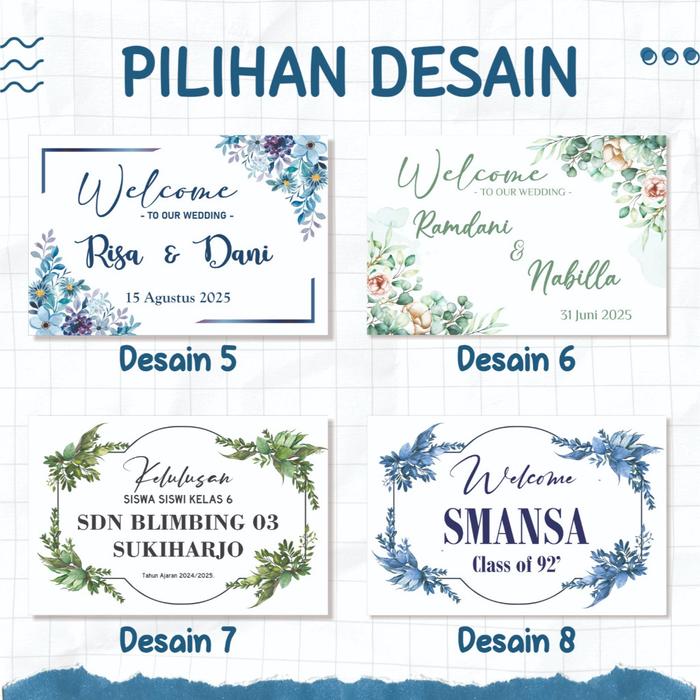 Safitiri Partyplannerkuu Welcome Sign/Papan Nama Tanpa Frame – Custom Nama & Tanggal | Wedding & Eng