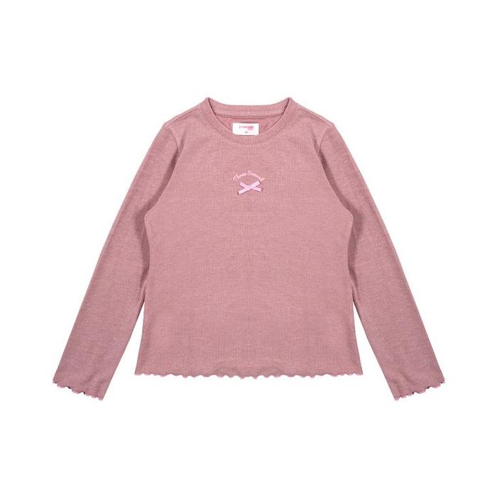 3Second Kids Girl's T-Shirt Long Sleeve Body Fit Lettuce Hem Snowdrop 020126