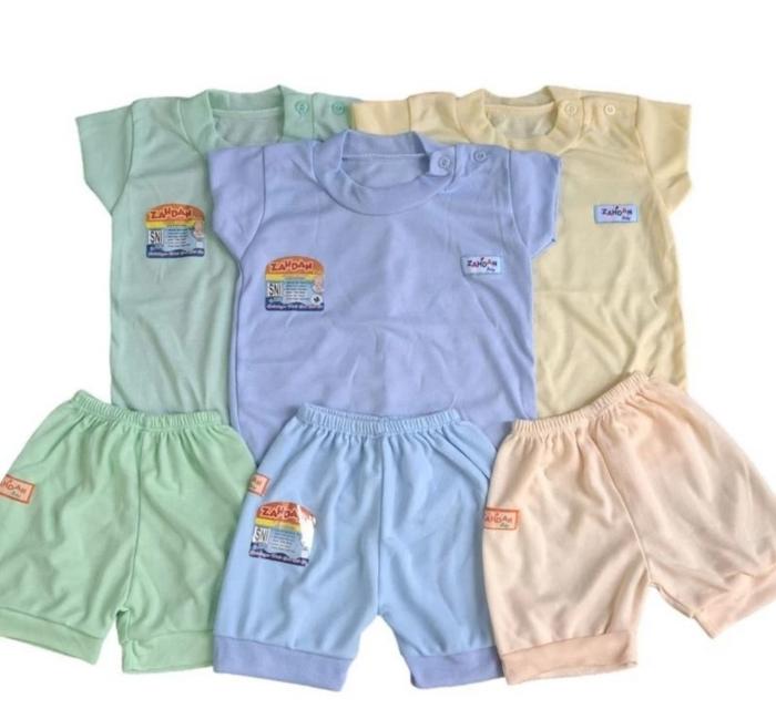 zahdan !!! (( 3pcs )) setelan oblong bayi pendek polos zahdan s m L xl 0-24 bulan setelan anak murah