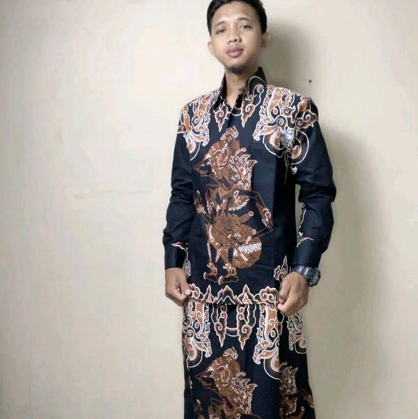 WAYANG KRISNA SETELAN KOKO SARUNG BATIK SOLO NYAMAN BAHAN KATUN PRIMA SUNFORES LAPIS FURING