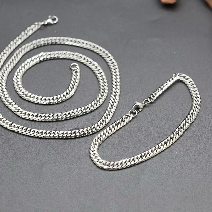 MT Satu Set Kalung Dan Gelang Model Jepit Jam Model Terbaru Anti Luntur Dan Anti Pudar Aksesori Fash