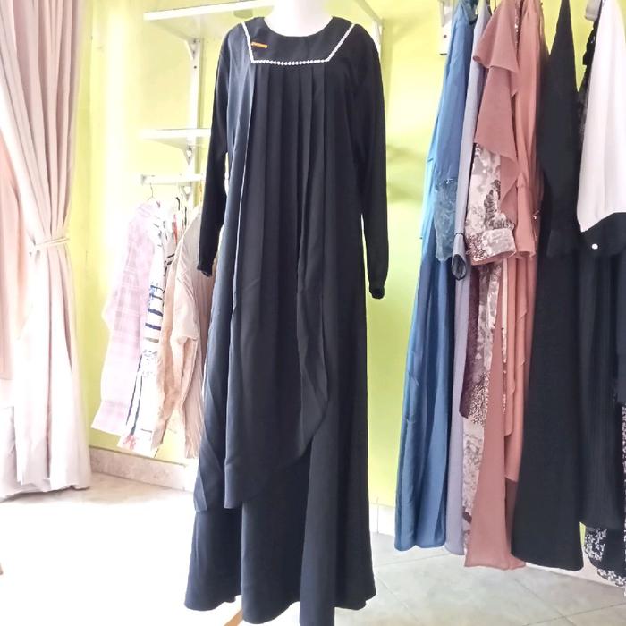 gamis hitam elegant yg kekinian dress Muslim yg mewah