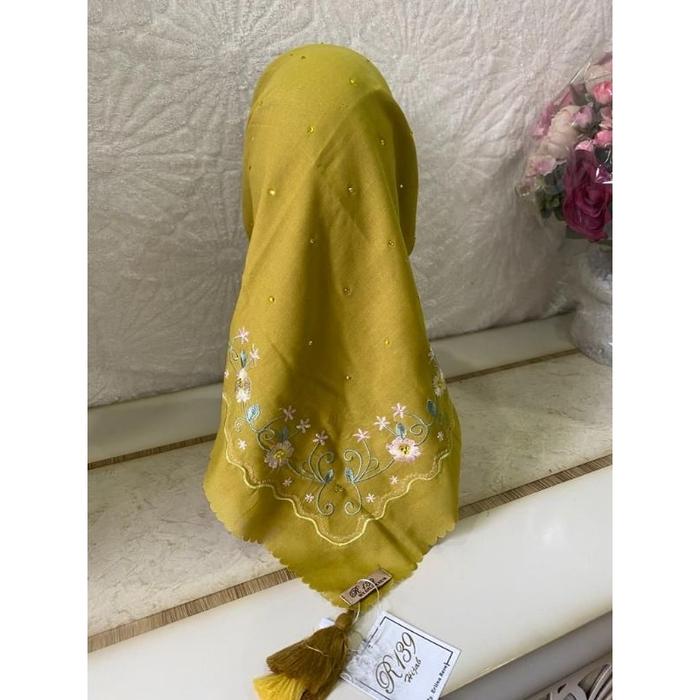 terlaris hijab sulam bordir gelombang swaroski tasel/kerudung sulam bordia swaroski tasel