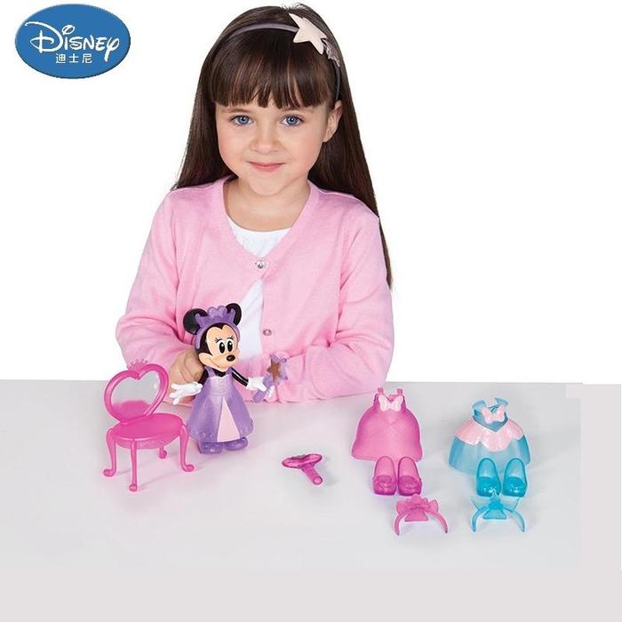 Original Disney Anime Action Figures Minnie Mouse Dress Up Toys Happy