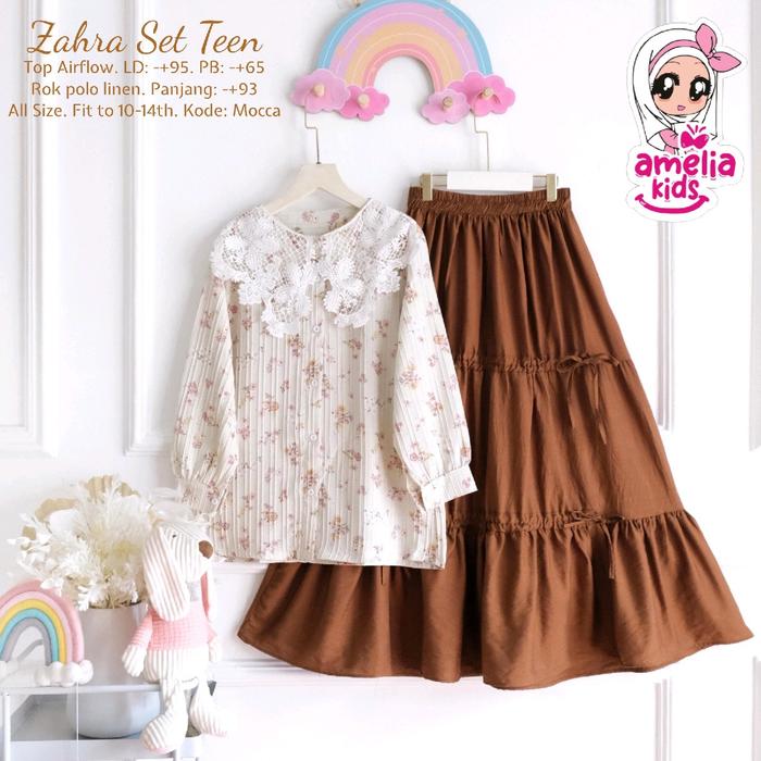 Zahra Setelan Rok Anak Ruffle Setelan Baju Anak Lebaran Model Casual Kekinian By Amelia Kids