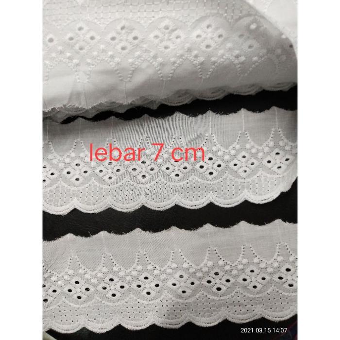 Renda bordir katun kembang renda katun putih renda bordir renda pinggir renda baju renda mukena rend