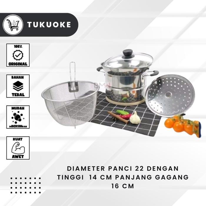 Panci Goreng Kentang Gagang Kuping Multifungsi Rebus Goreng Saringan Panci Rebus Saringan Kuping Ttp