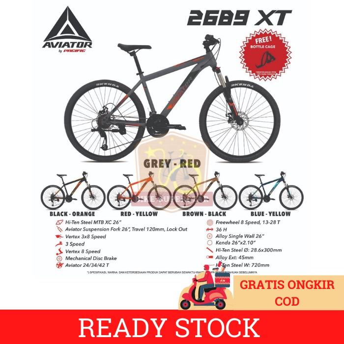 (COD) SEPEDA GUNUNG MTB 26 AVIATOR 2689 XT STEEL DISC KASKADA Cakram Pacific