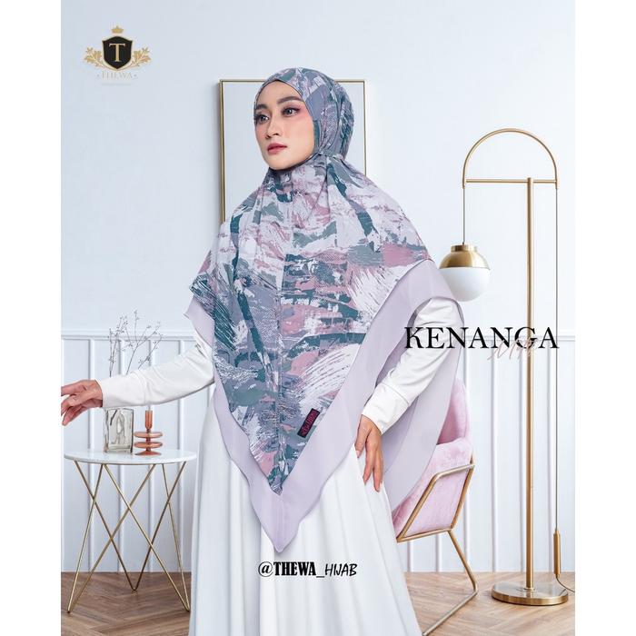 THEWA Kerudung/Khimar/Hijab “NABILA" Motif Tali Jumbo Lancip 2 Layer CERUTY