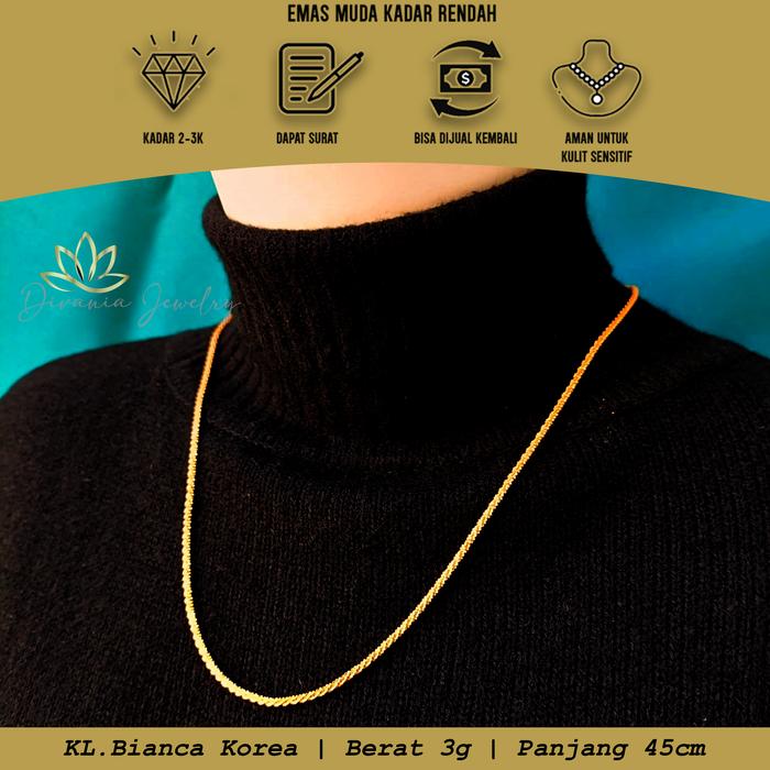 Kalung Bianca Korea | Berat 3g Panjang 45cm | Aesthetic Berkelas