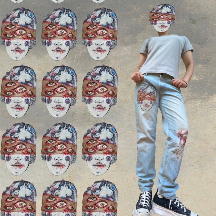 Hand Painted The Eyes Low Jeans