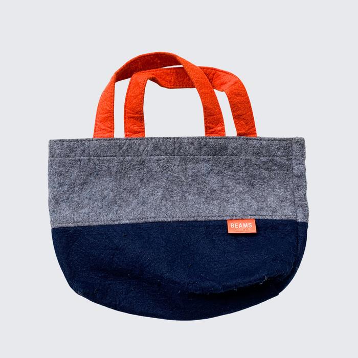 Grey Dark Blue Flannel Beams Design Japan Souvenir Mini Hand Bag - Unisex - S
