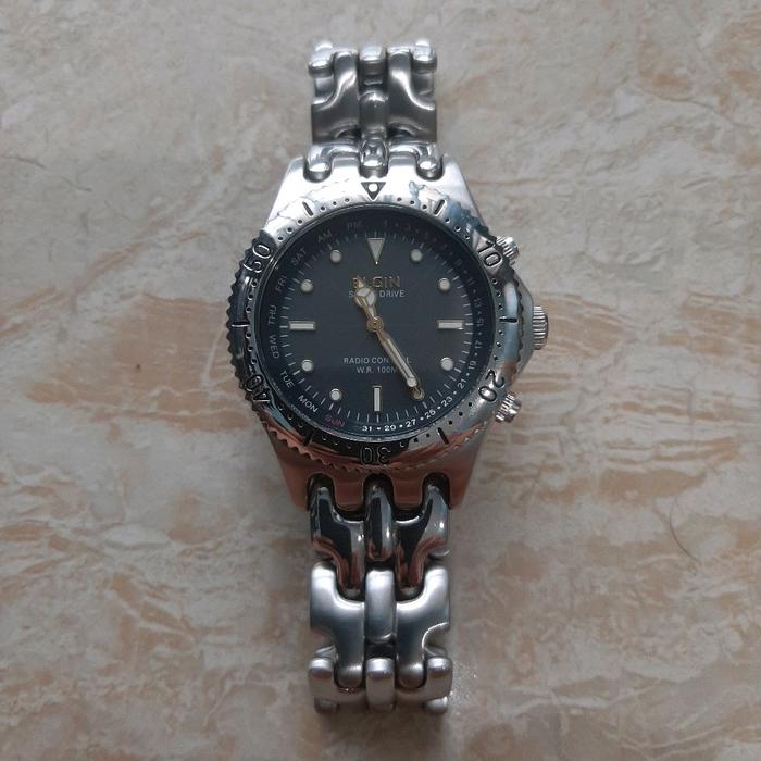 Jam tangan Elgin Solar Drive radio Control USA FK-1326S-BPM Fishbone Rantai Panjang no Seiko Swatch 