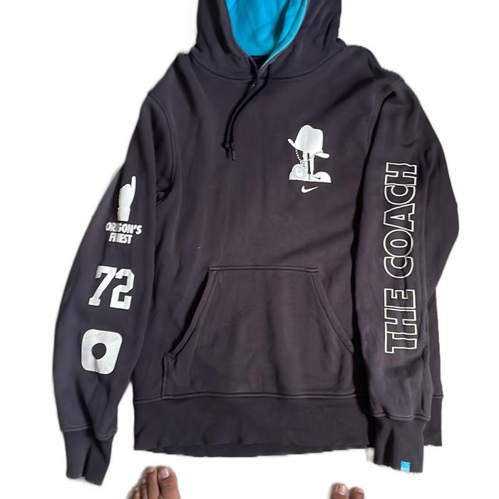 Jaket second Nike warna biru nabi size L dengan ld 115 Hoodie Pria Distro Tebal