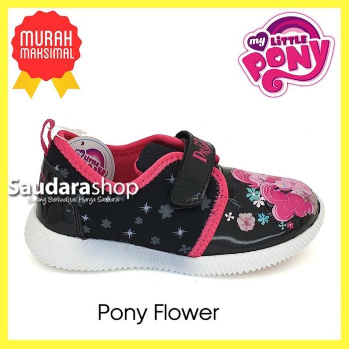 Sepatu Little Pony PONYFLOWER Hitam Pink / Sepatu Sekolah Little Pony