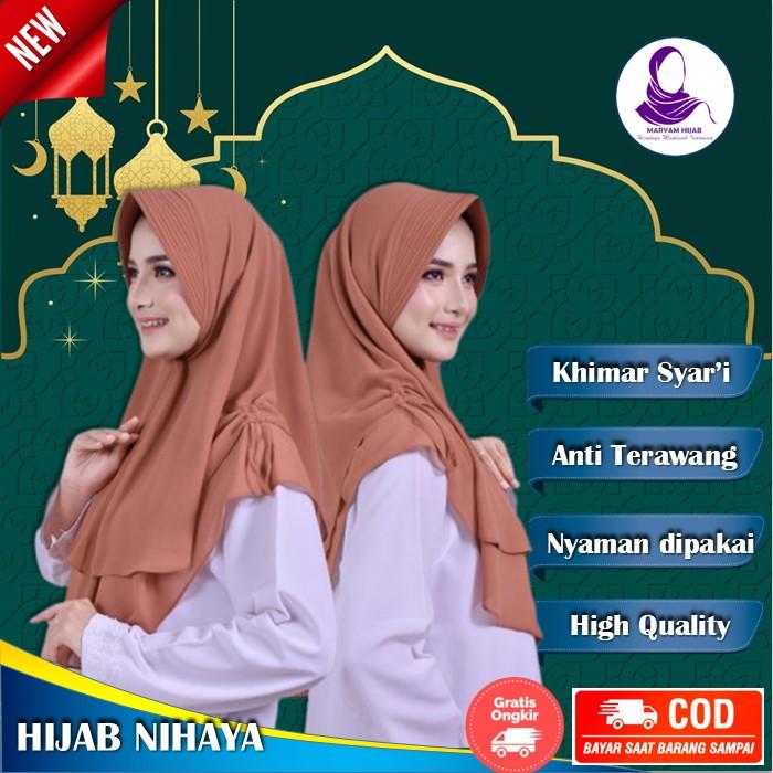 Khimar Nihaya Hijab Instan Syari 2 Layer Variasi serut Kanan Kiri Murah