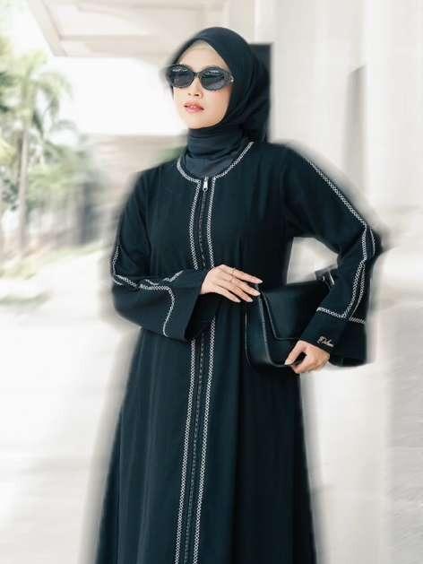 Gamis Abaya List putih Luxury by DNL - 001 busui friendly kepang wenwencollections muslim brand new 