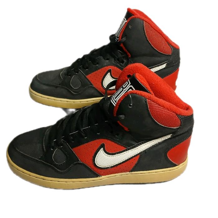 Sepatu Sneakers Kasual Son Of Force Mid Black Red White Size : 40,5