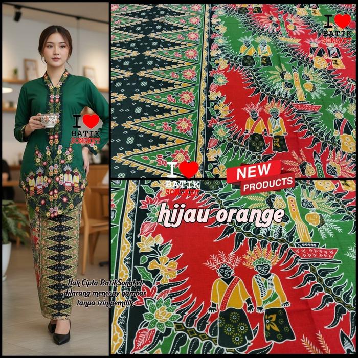 SARUNG ONDEL BETAWI MOTIF 21 WARNA HIJAU ORANGE IJO ZAMRUD LUMUT DAUN BOTOL ARMY OLIVE MINT JADE FOR
