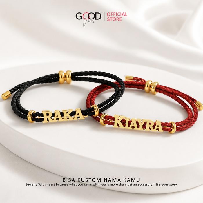 Gelang Tali Kustom Nama Anak Bayi Dewasa, Gelang Nama Titanium Wanita Anti Karat Aksesoris Fashion