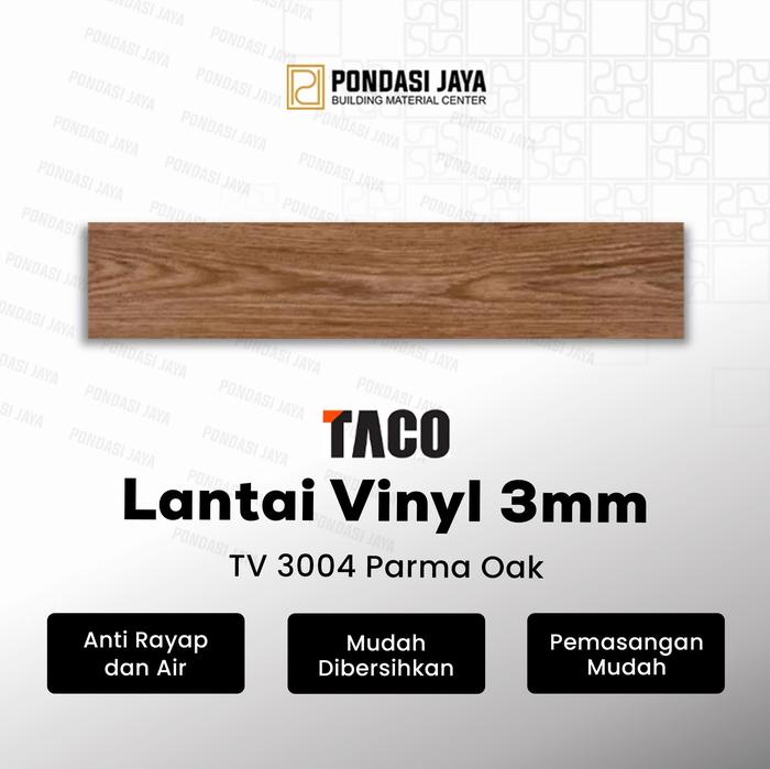 TACO Lantai Vinyl 3mm Motif Kayu per 1 box (Isi 24 lembar / 3,34 m²) - TV 3004 Parma Oak