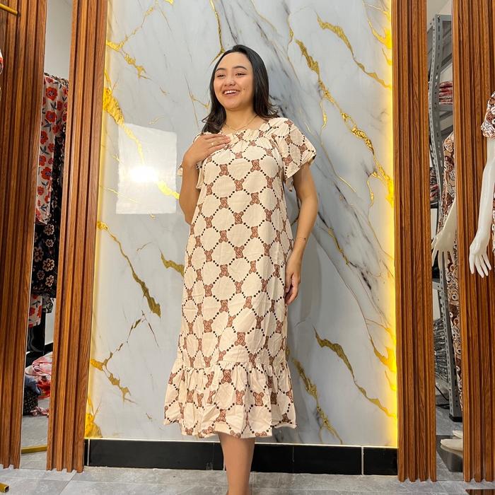 DEAZ - DASTER FUJI TALI BEAR KECIL RAYON PREMIUM GRADE A | Wanita  Dress Motif Katun Pendek