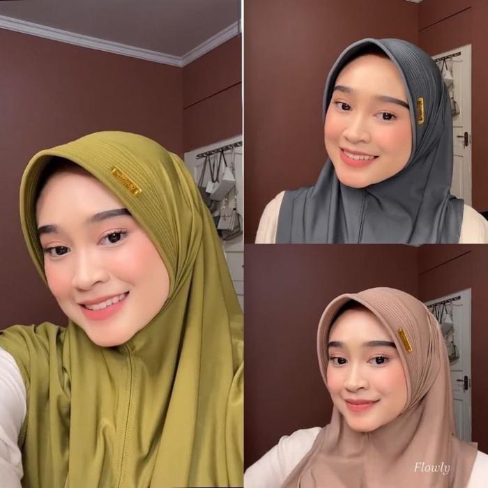 KERUDUNG BERGO HAMIDAH (SATUAN) SIZE M HIJAB INSTAN Wanita Muslim dewasa Renda bergoakrilik warna me