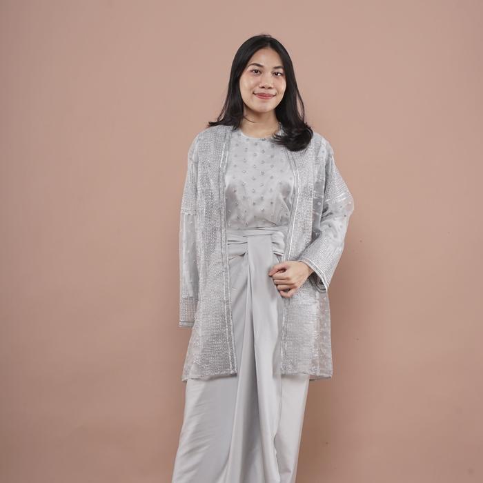 Setelan 3 in 1 Outer Organza Rok Pola (Ameena) lilit Silk Wanita Muslim Soft