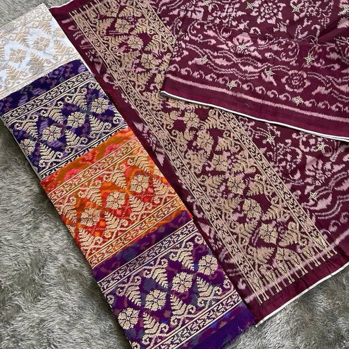 Kamen endek bordir tumpal tretes set selendang