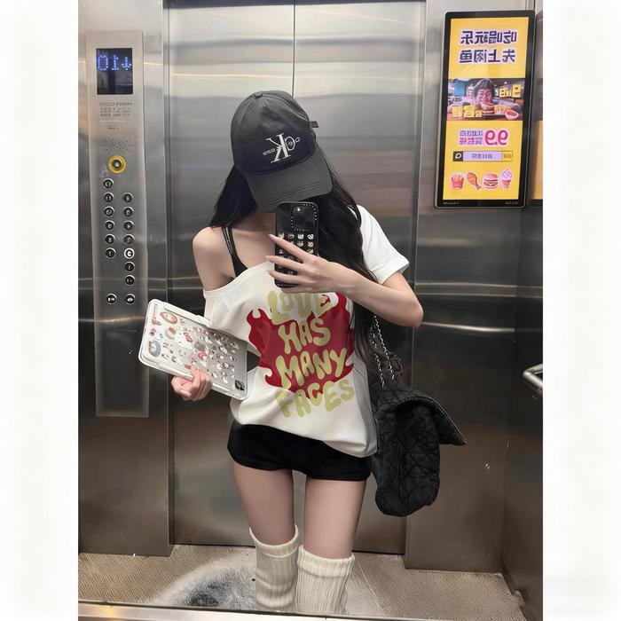 Milo. Offshoulder Api Merah Korean Style t shirt  kaos oversize wanita baju crop top retro Vintage k