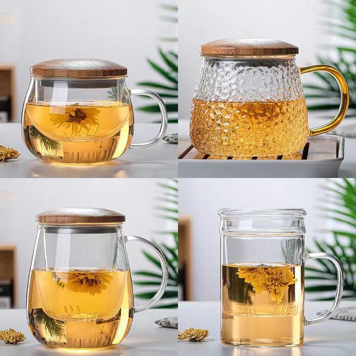 [Packing Aman] Gelas Saringan Rempah Glass Infuser Teapot Glass Tea Cup With infuser and lid/gelas t