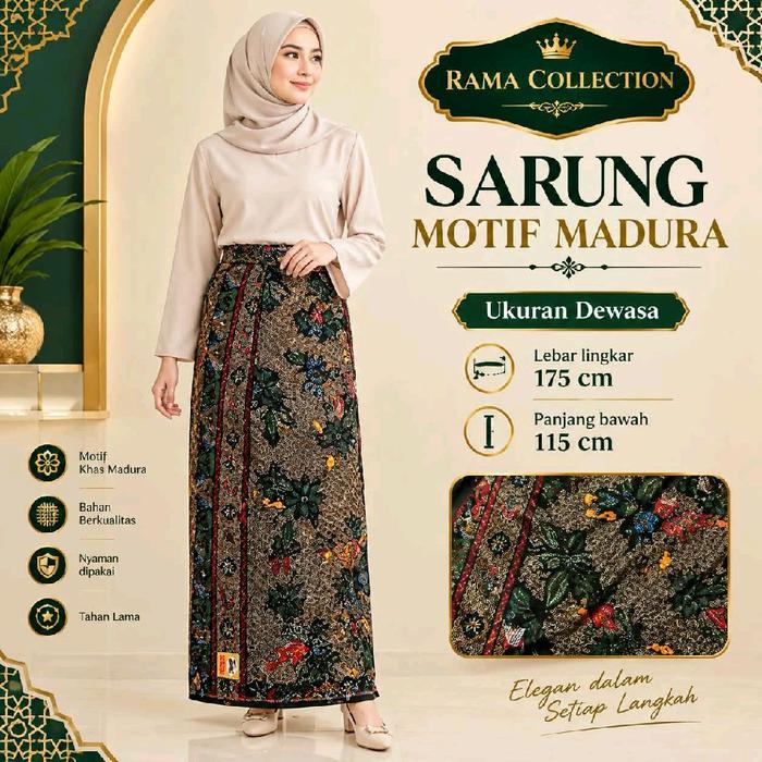 Sarung cap hitam keladi  motif Madura terbaru