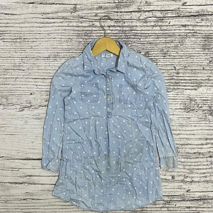 Kemeja blouse blus tunik atasan anak kids cewek wanita perempuan Old Navy sky blue polkadot second b