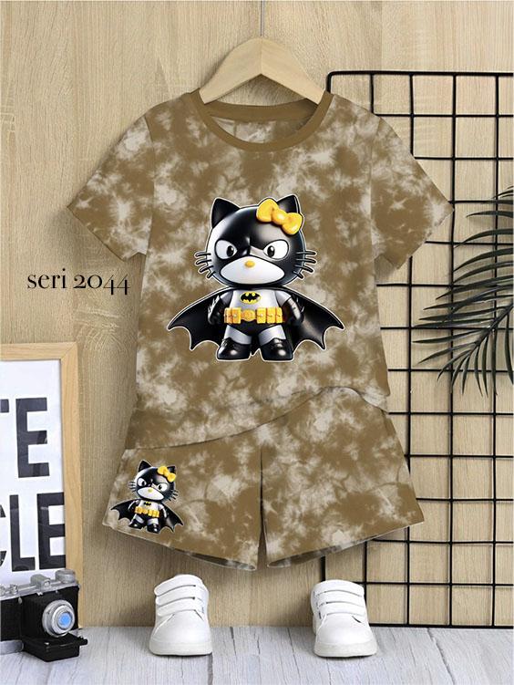 ADORACLOTHING Setelan Anak Batman Washing Unisex (4 Tahun - 7 Tahun) DTF Printing S2044