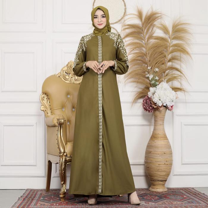 PROMO!! gamis bordir aulia katun toyobo best seller / gamis polos /fashion muslim / gamis terbaru /g