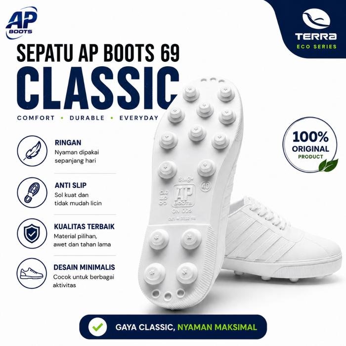 AP Boots 967 Hitam Sepatu Bola Pul Karet Sepatu Kebun Pertanian Perkebunan Anti Air Anti Slip Origin