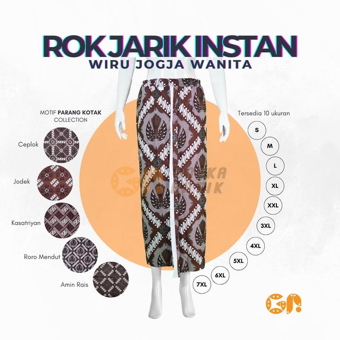 Rok Instan Jarik Wiru Jogja untuk Wanita Dewasa Bawahan kebaya Pakaian Adat Jawa motif Parang Kotak 