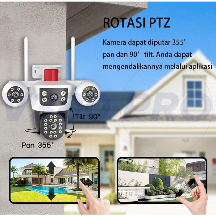V380 Pro Cctv 3 Kamera 12Mp Ultra Hd Mode Malam Secara Otomatis Mendeteksi Alarm Yang Tidak Normal