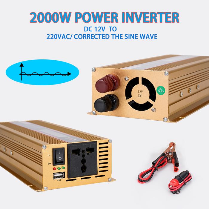 2000W Car Power Inverter DC To AC 12V To 220V Solar Inverter LCD