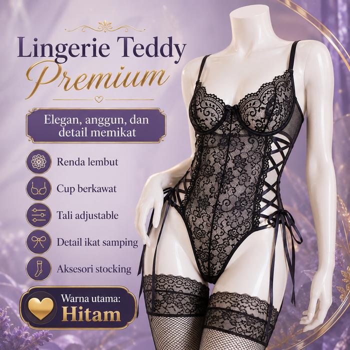Lingerie Sexy, Bodysuit Tali Ketat Renda Lace, Lingery Seksi, Jumpsuit, Setelan Stoking, Hot Tembus 